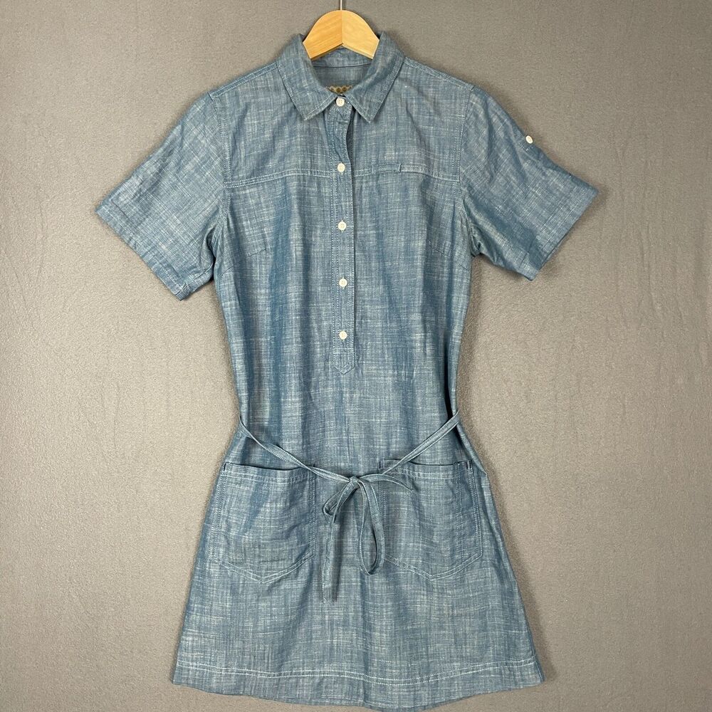 Patagonia Blue Chambray Button-Front Midi Dress